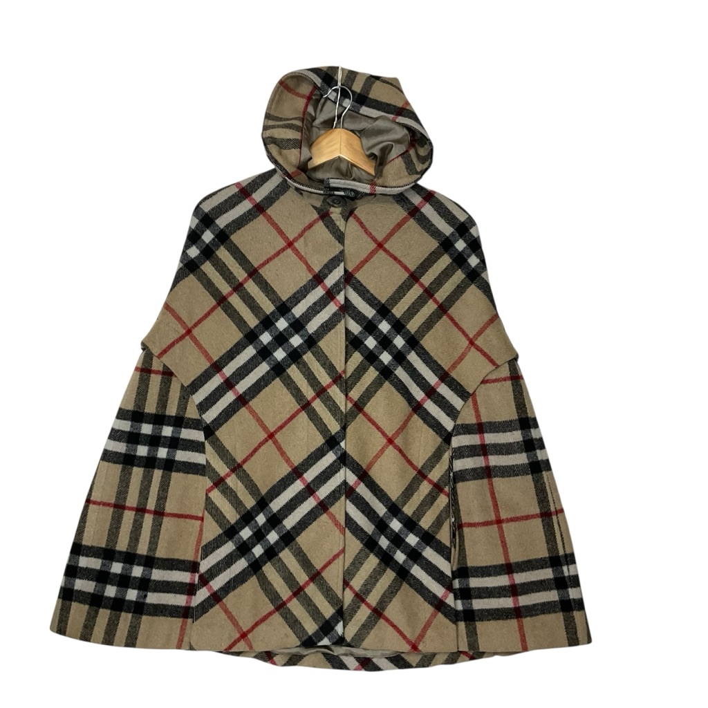 Unbranded Sz S/M Checkered Triple Stripes Hooded Cape Tan Black Red